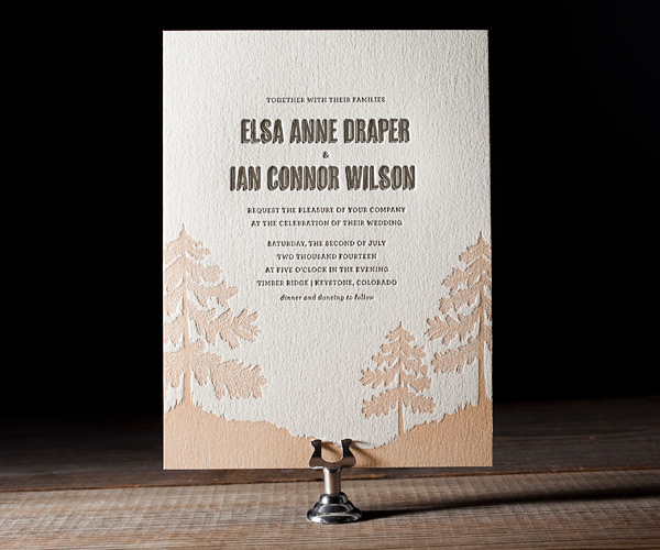 Adirondack Letterpress Wedding Invitation 1