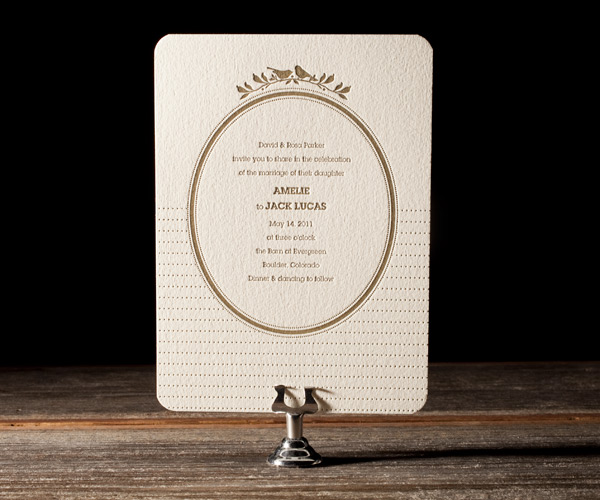 Amelie Letterpress Wedding Invitation 1