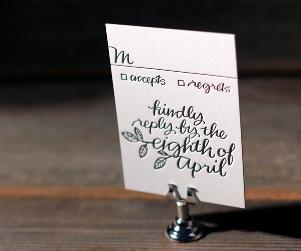 Balsam Calligraphy Letterpress Wedding Invitation 2
