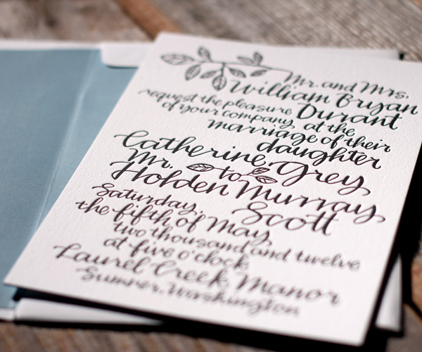 Balsam Calligraphy Letterpress Wedding Invitation 3