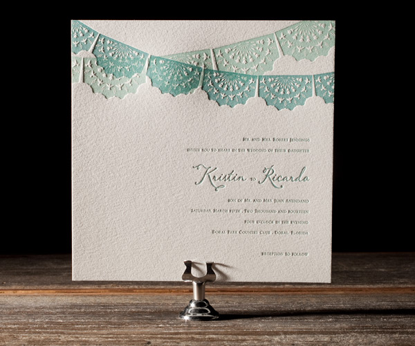 Barcelona Letterpress Wedding Invitation 1