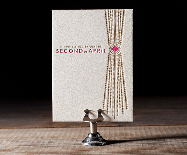 Bejeweled Letterpress Wedding Invitation 2