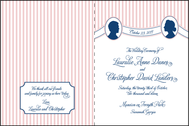 Letterpress wedding program covers 