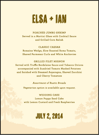 Adirondack Letterpress Menu Design Medium