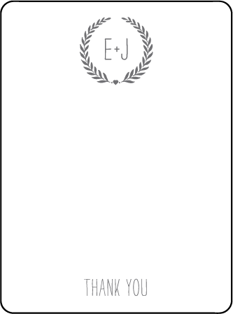 Alouette Monogram Letterpress Thank You Card Flat Design Medium
