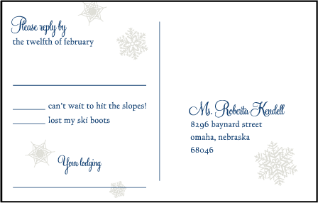 Alpine Letterpress Reply Postcard Front Design Medium