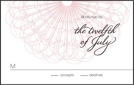 Antoinette Letterpress Reply Postcard Front Design Medium