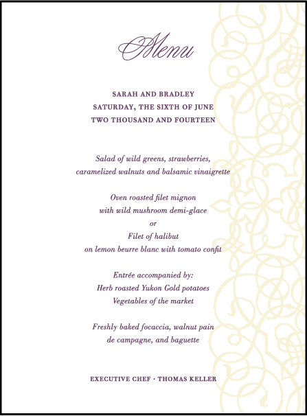 Baroque Letterpress Menu Design Medium