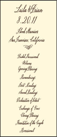 Belle Calligraphy Letterpress Program Tea Design Medium