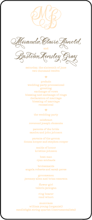 Calligraphy Monogram Letterpress Program Tea Design Medium