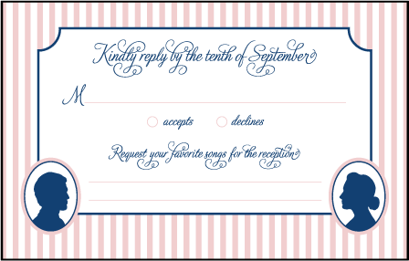 Cameo Letterpress Reply Postcard Front Design Medium
