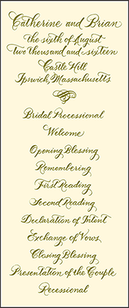 Classic Calligraphy Letterpress Program Tea Design Medium