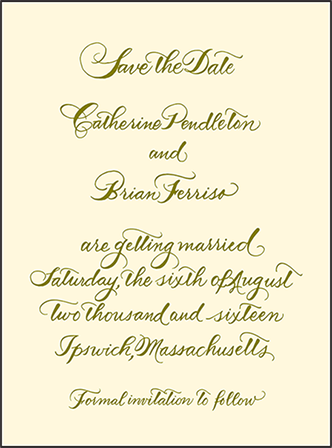Classic Calligraphy Letterpress Save The Date Design Medium