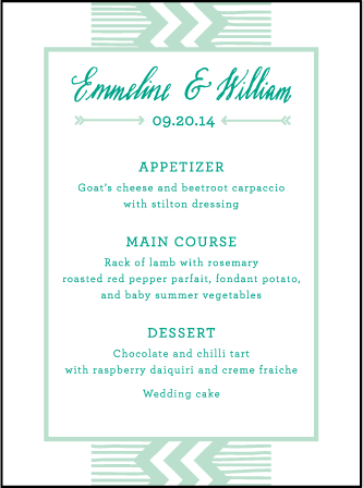 Classic Chevron Letterpress Menu Design Medium