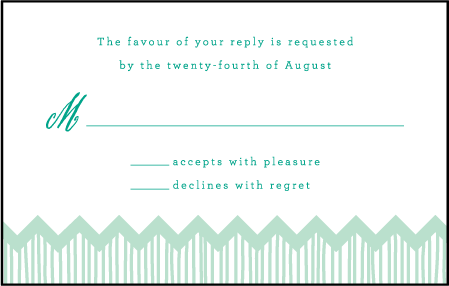 Classic Chevron Letterpress Reply Postcard Front Design Medium