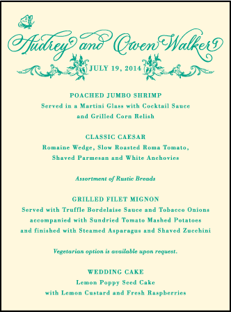 Conservatory Letterpress Menu Design Medium