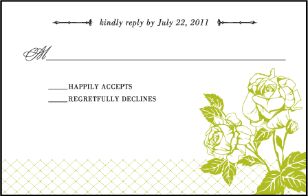 Cotillion Letterpress Reply Postcard Front Design Medium
