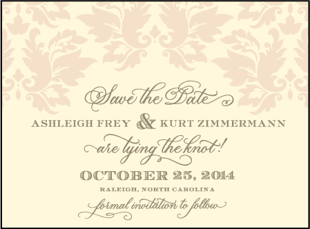 Damask Letterpress Save The Date Design Medium