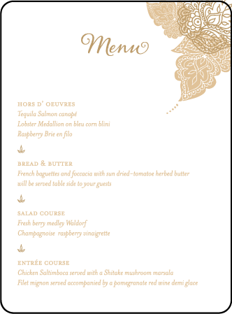 Divya Formal Letterpress Menu Design Medium