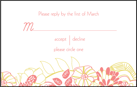 Floral Wreath Letterpress Reply Postcard Front Design Medium