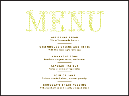 Garden Vine Letterpress Menu Design Medium