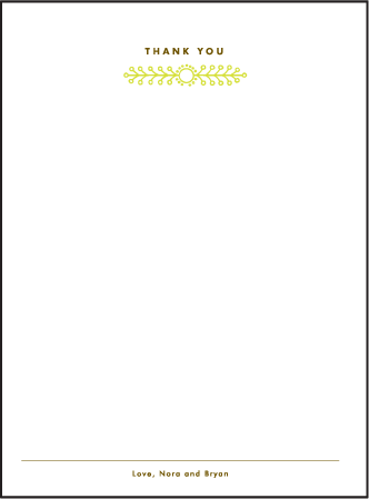 Garden Vine Letterpress Thank You Card Flat Design Medium
