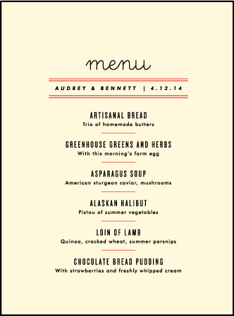Gotham Letterpress Menu Design Medium