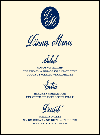 Miranda Letterpress Menu Design Medium