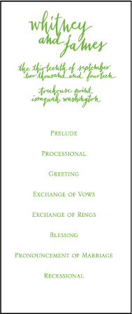 Mitty Calligraphy Letterpress Program Tea Design Medium