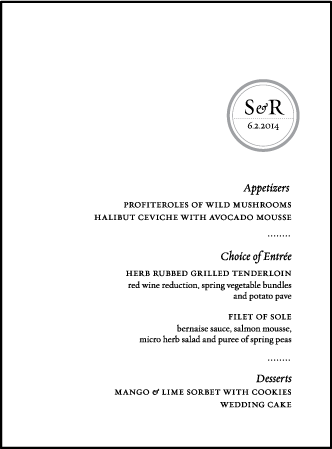 Modern Light Letterpress Menu Design Medium