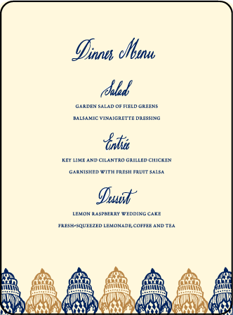 Moroccan Romantic Letterpress Menu Design Medium