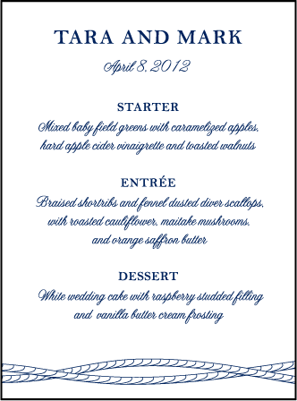 Nautical Classic Letterpress Menu Design Medium