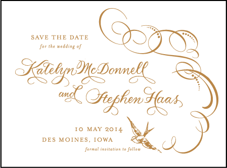 Ornate Flourish Letterpress Save The Date Design Medium