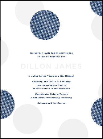 Polka Stripe Letterpress Bar Mitzvah Design Medium