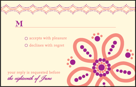 Rangoli Letterpress Reply Postcard Front Design Medium