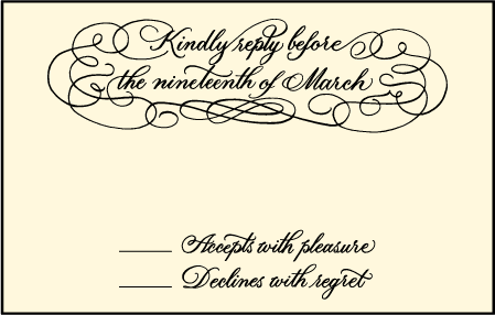 Revival Calligraphy Letterpress Reply Postcard Front Design Medium