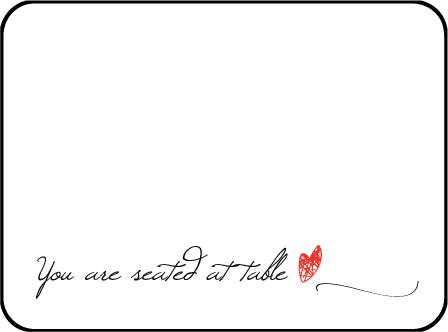 Ribbon Heart Letterpress Placecard Flat Design Medium