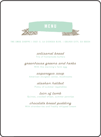 Ribbon Letterpress Menu Design Medium