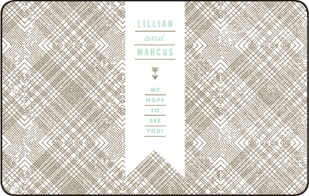 Ribbon Letterpress Reply Postcard Front Design Medium