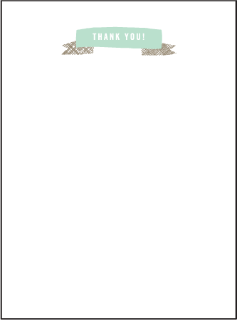 Ribbon Letterpress Thank You Card Flat Design Medium