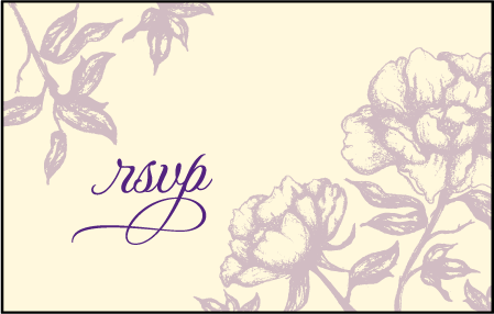 Royal Peony Letterpress Reply Postcard Front Design Medium