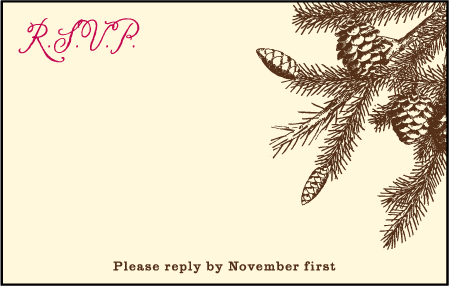 Rustic Lookout Letterpress Reply Postcard Front Design Medium