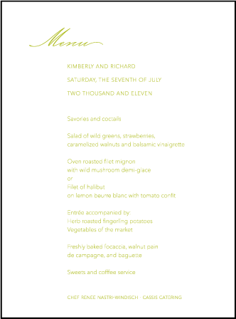 Simplicity Letterpress Menu Design Medium