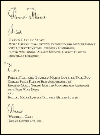 Sobelle Calligraphy Letterpress Menu Design Medium