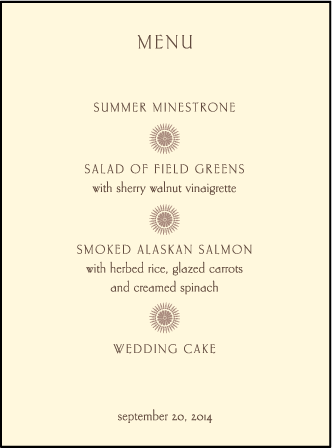 Soleil Letterpress Menu Design Medium