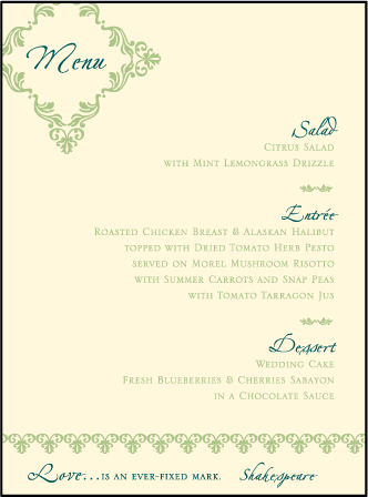 Sonnet Letterpress Menu Design Medium