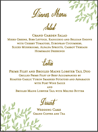 Sonoma Calligraphy Letterpress Menu Design Medium