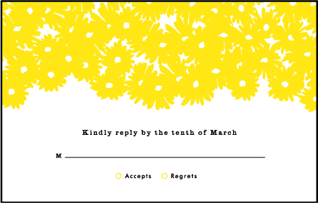 Sweet Daisy Letterpress Reply Postcard Front Design Medium