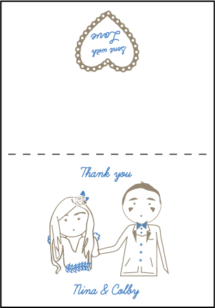 Sweet Heart Letterpress Thank You Card Fold Design Medium