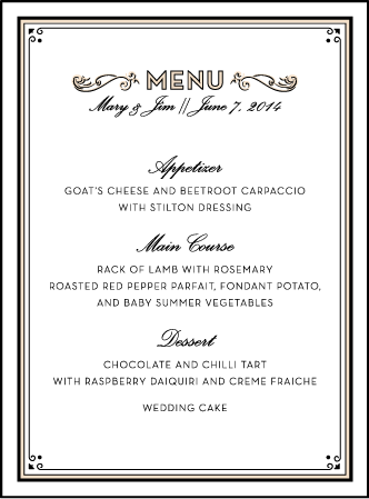 True Vintage Letterpress Menu Design Medium